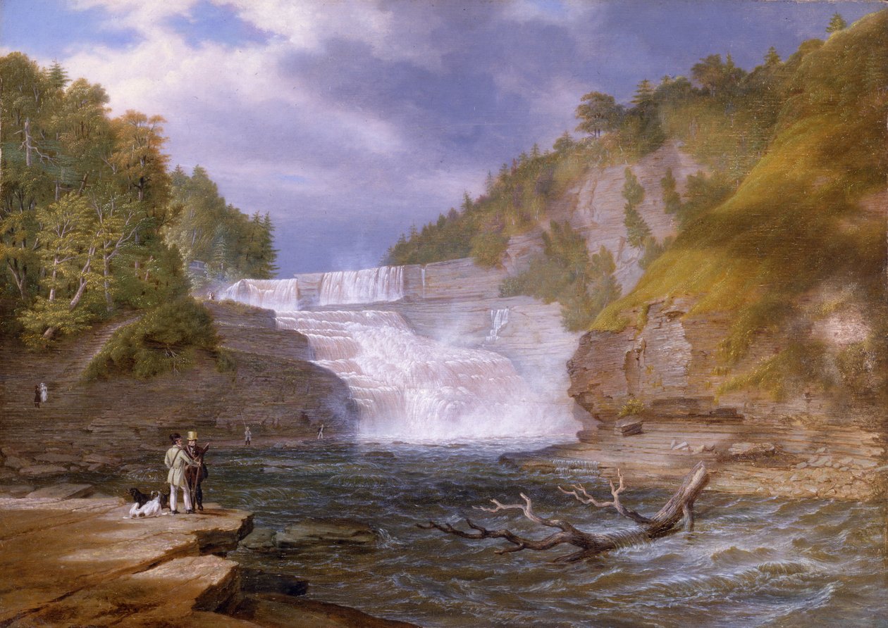 Trenton High Falls, 1835 (olje på trepanel) av William James Bennett