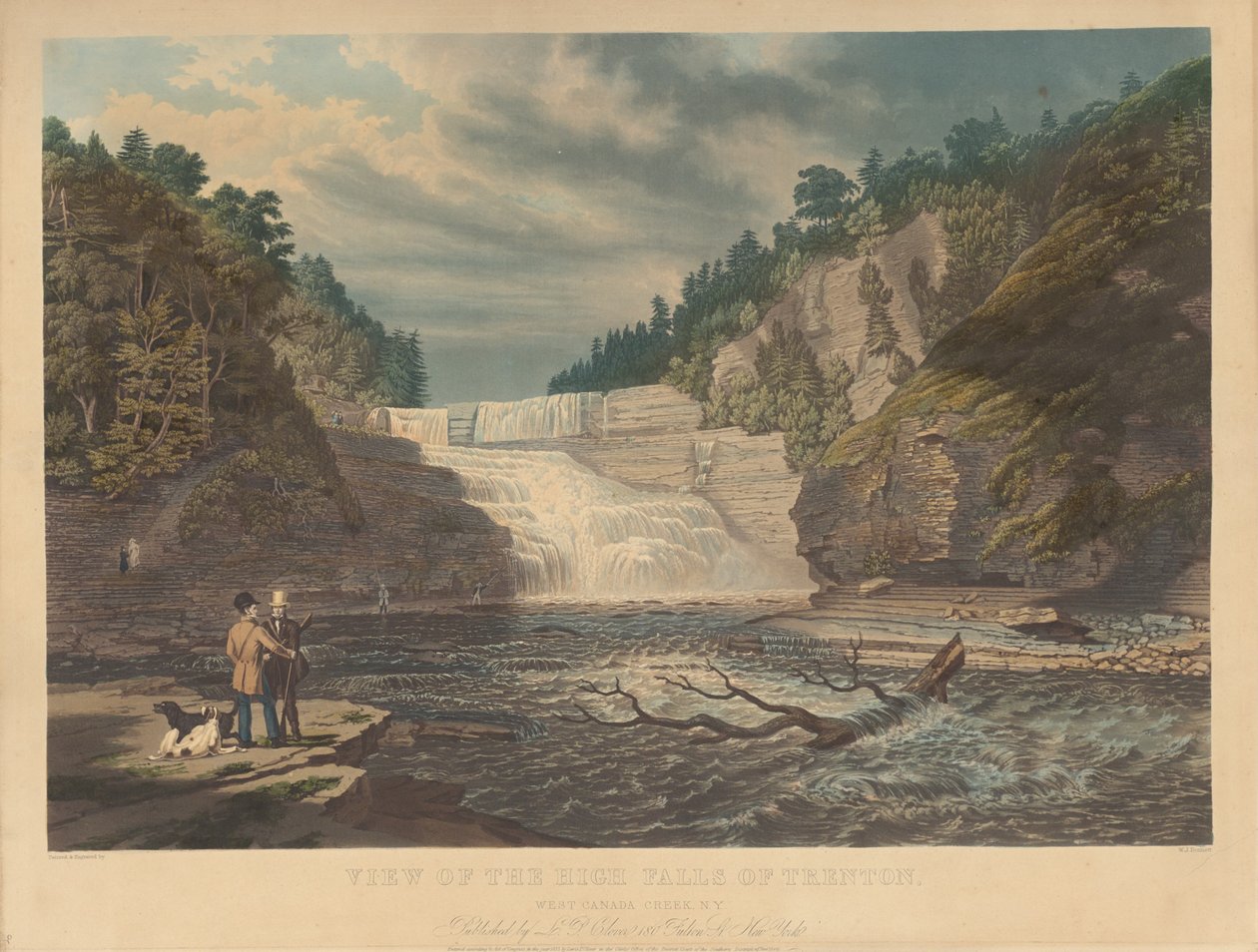 Utsikt over High Falls ved Trenton: West Canada Creek, New York av William James Bennett