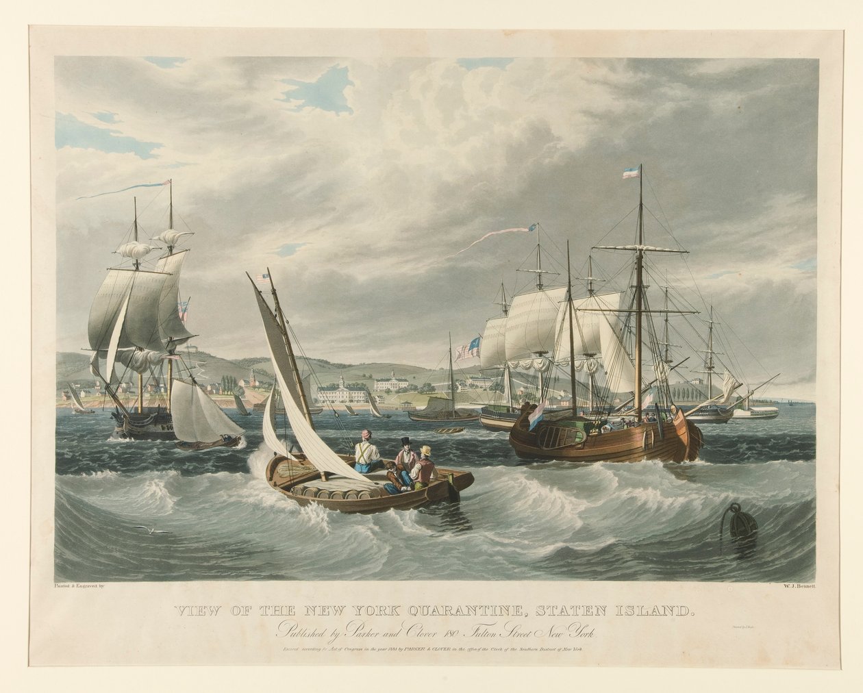 Utsikt over New York Quarantine, Staten Island. av William James Bennett
