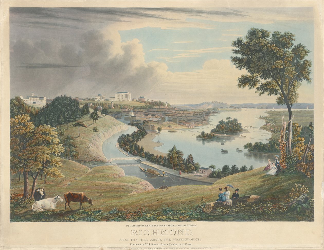 Richmond: Fra bakken over vannverket av William James Bennett after George Cooke