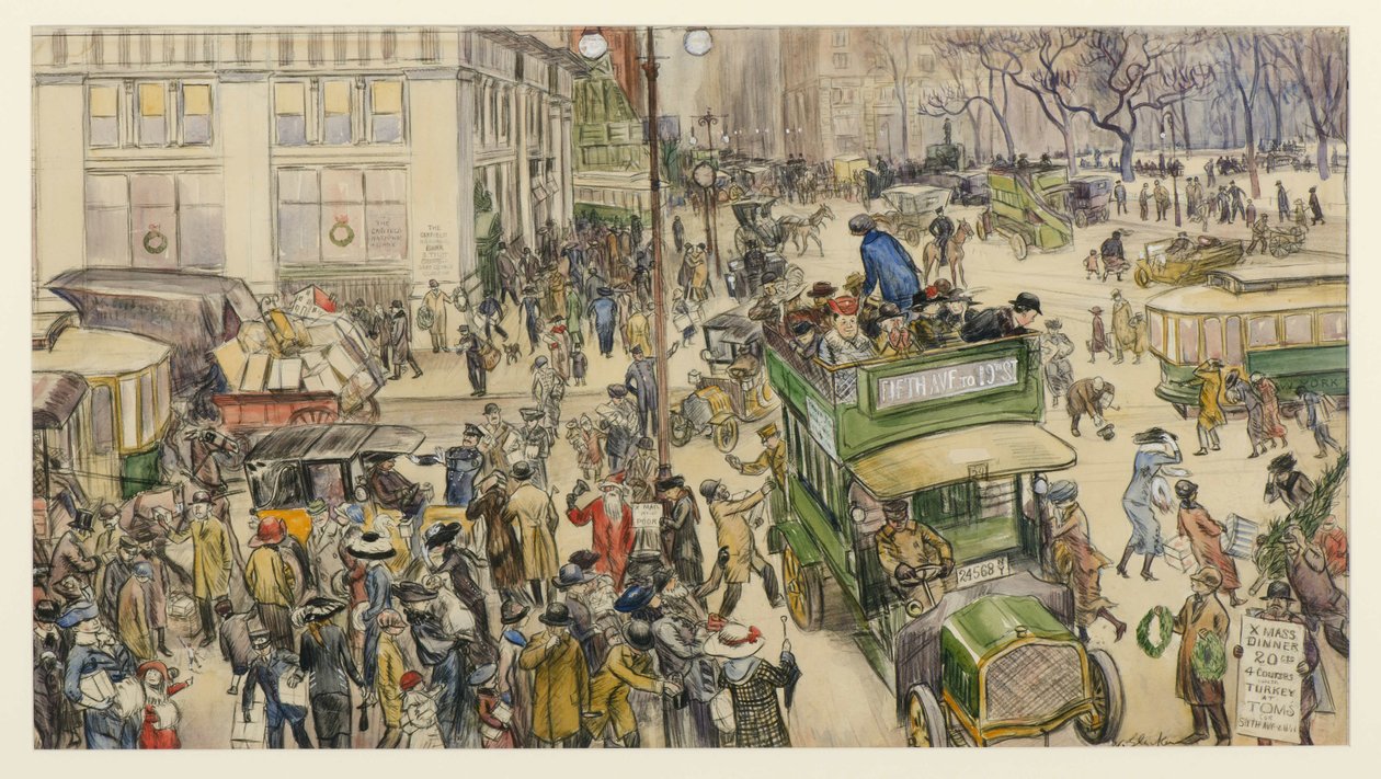 Julekjøpere, Madison Square, 1912 av William James Glackens