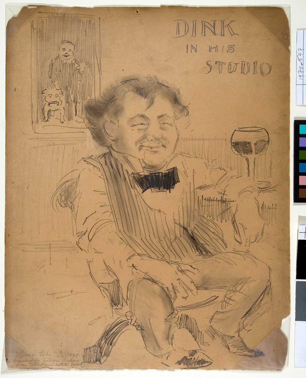 Dink in his Studio, ca. 1895 (grafitt og kull på bristol-brett) av William James Glackens