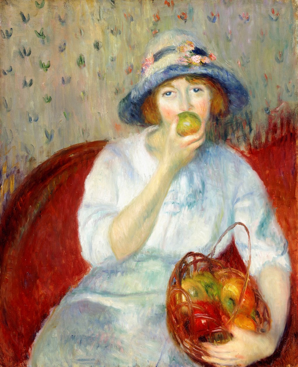 Jente med grønt eple av William James Glackens
