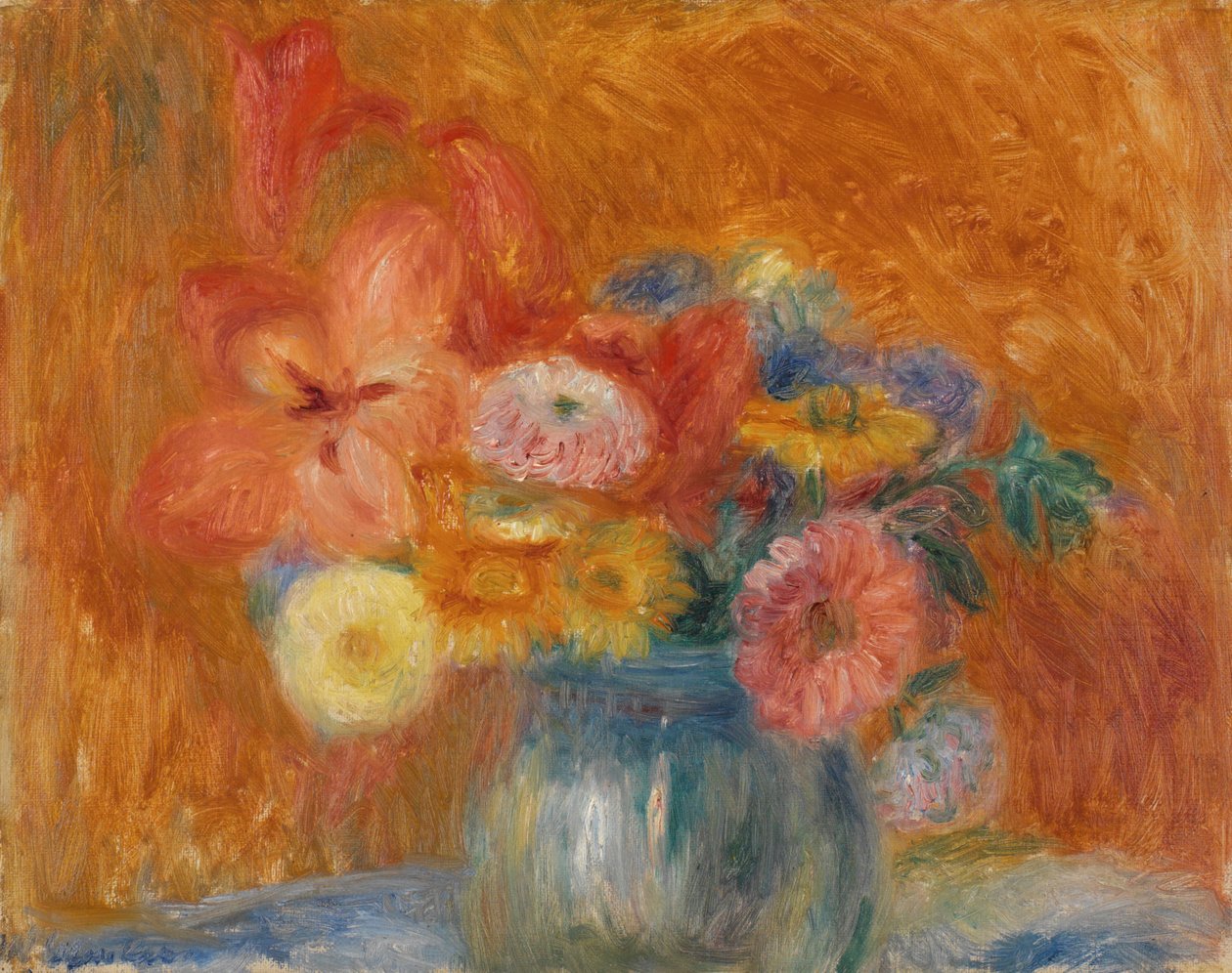 Grønn skål med blomster av William James Glackens