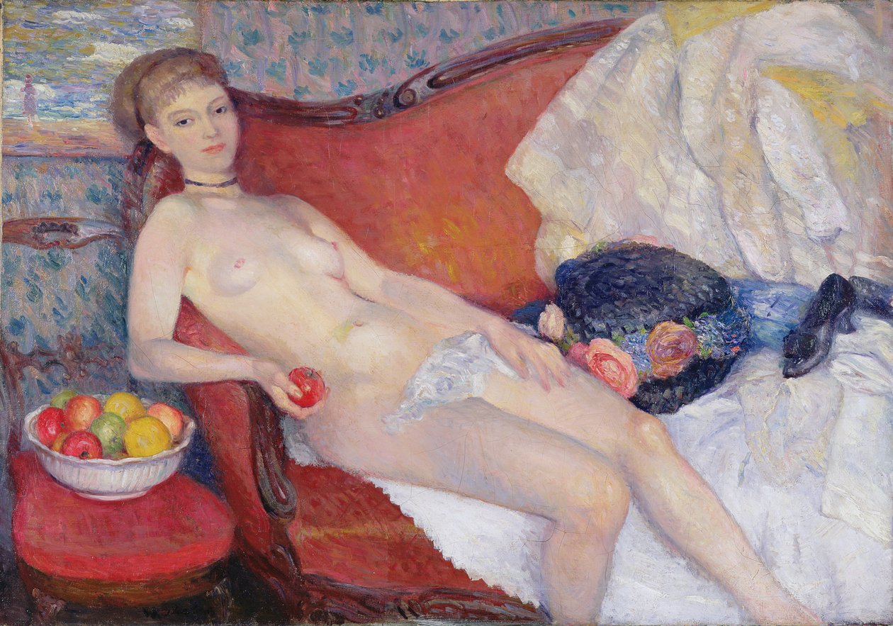 Naken med Apple av William James Glackens