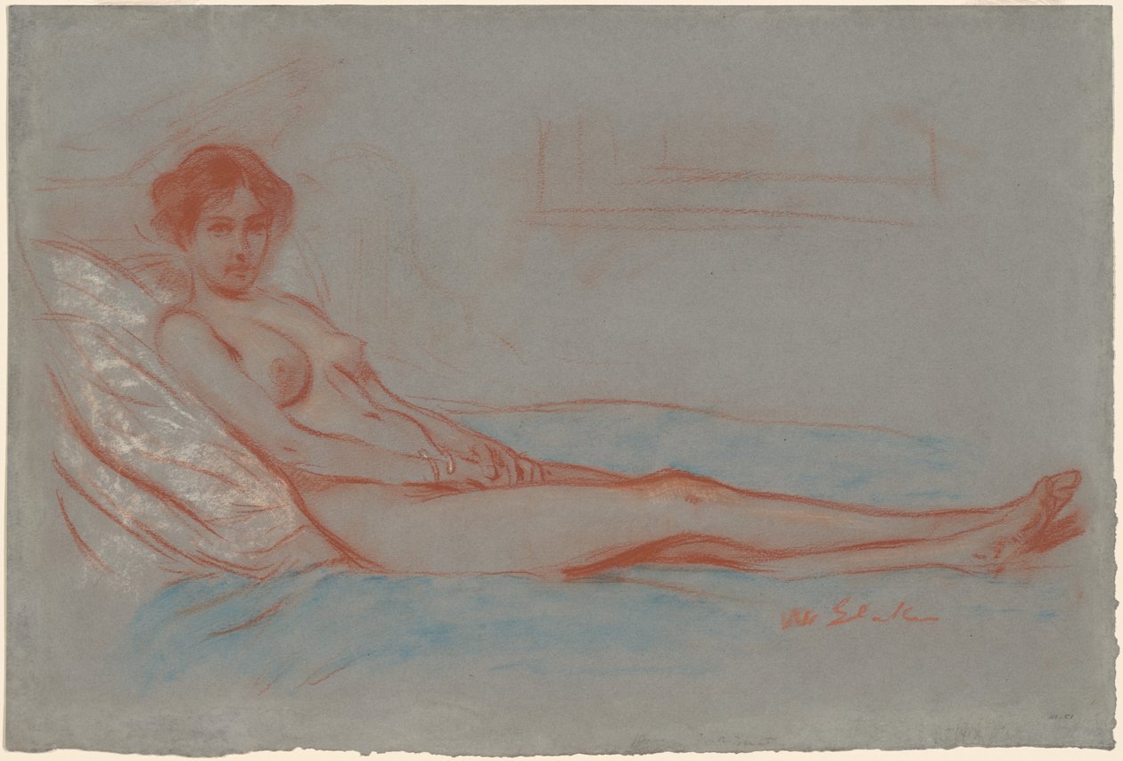 Liggende naken kvinne av William James Glackens