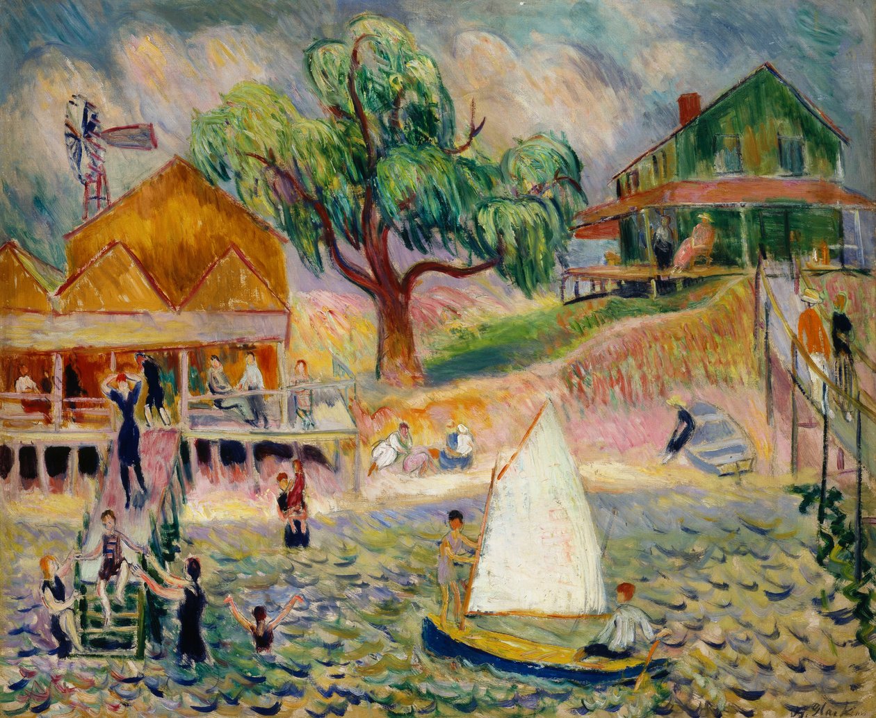 The Green Beach Cottage, Bellport, Long Island, ca. 1911-1916 (olje på lerret) av William James Glackens
