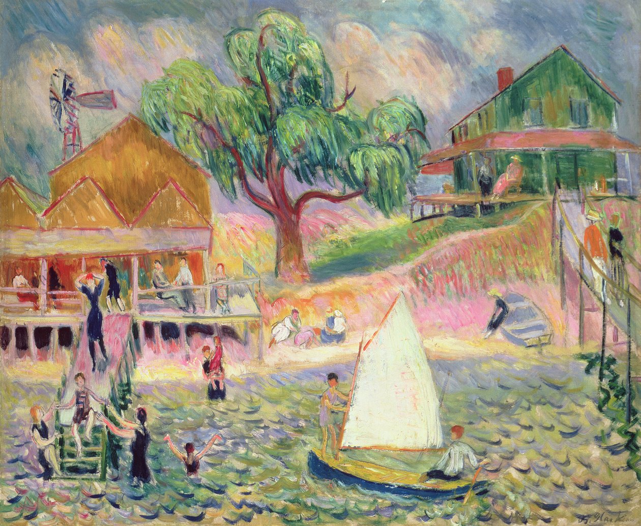 The Green Beach Cottage, Belport, Long Island (olje) av William James Glackens