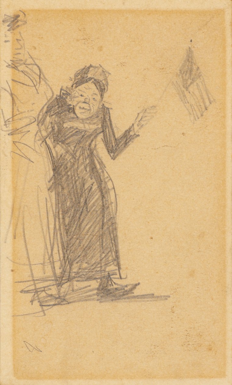 Kvinne vifter med flagg av William James Glackens