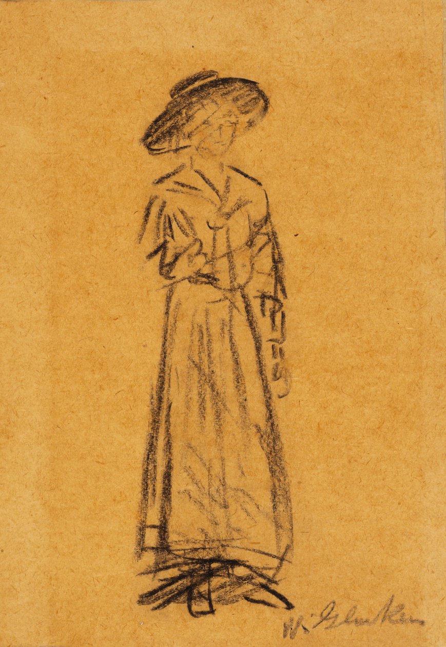 Kvinne med bredbremmet hatt av William James Glackens