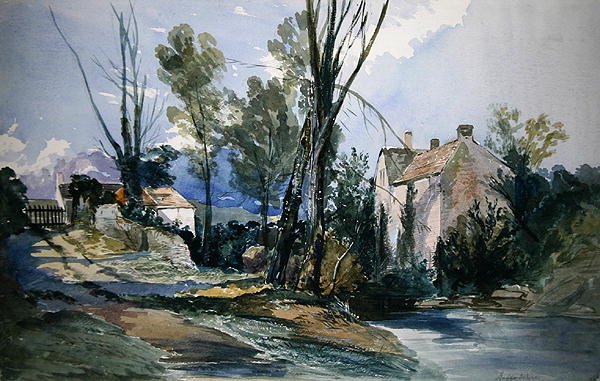 A Staffordshire Mill (akvarell på papir) av William James Muller