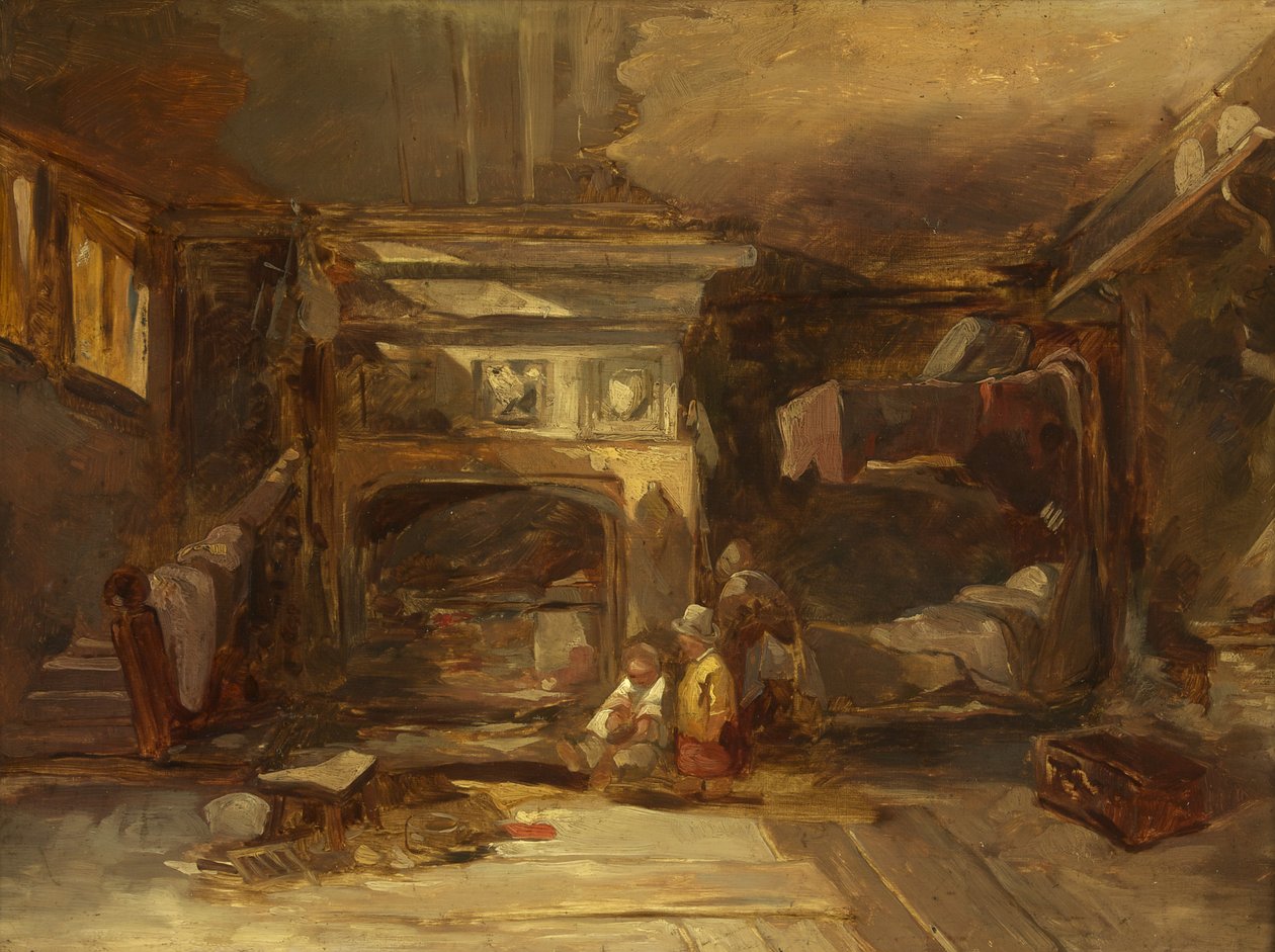 Et walisisk interiør, ca. 1844 (olje på panel) av William James Muller