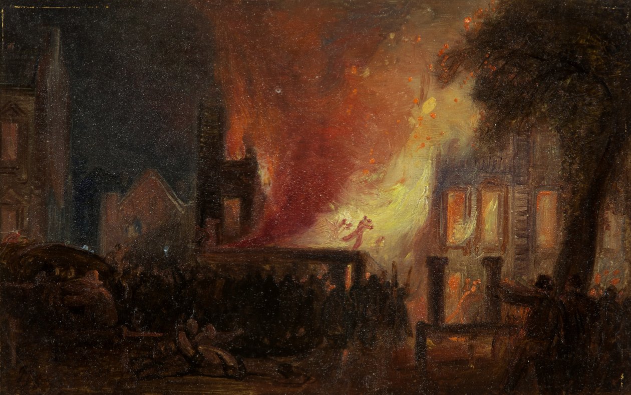 Bristol Riots: The Burning of Queen Square: Custom House av William James Muller