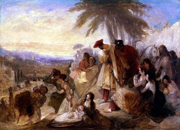 Byron Laments (olje på lerret) av William James Muller