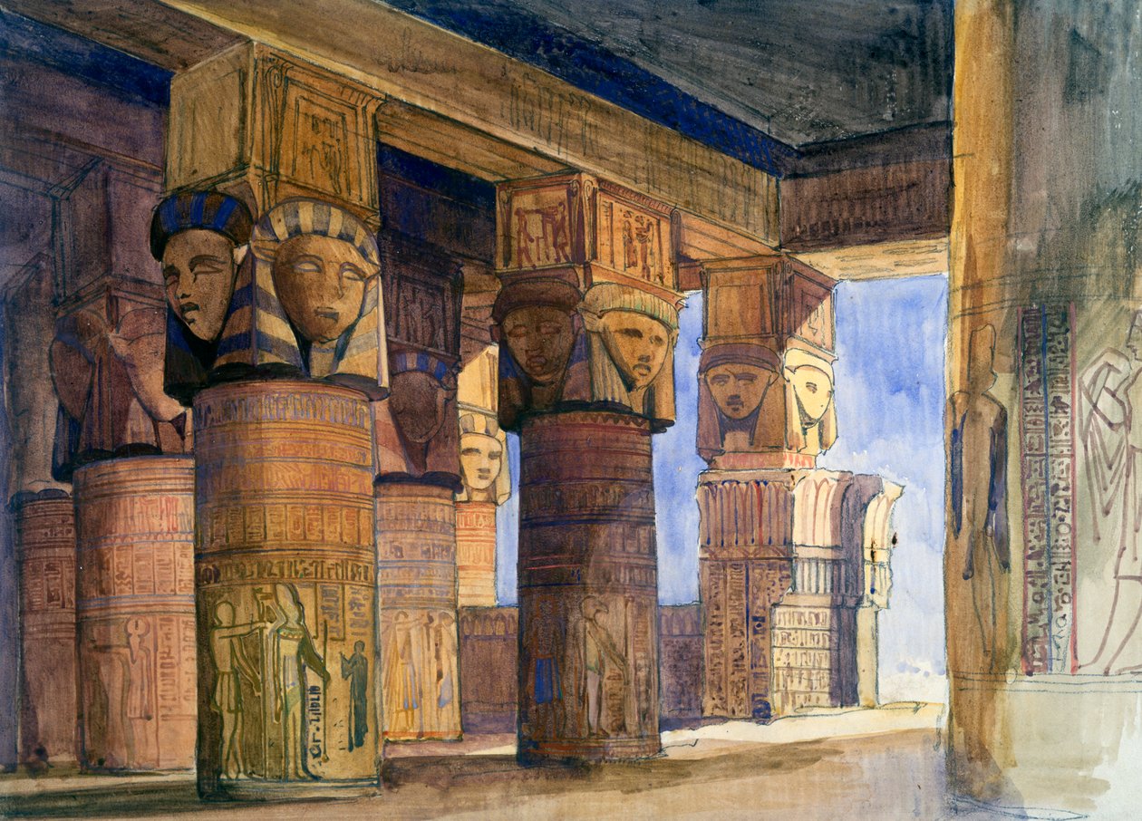 Temple of Denderah, Øvre Egypt, 1839 av William James Muller