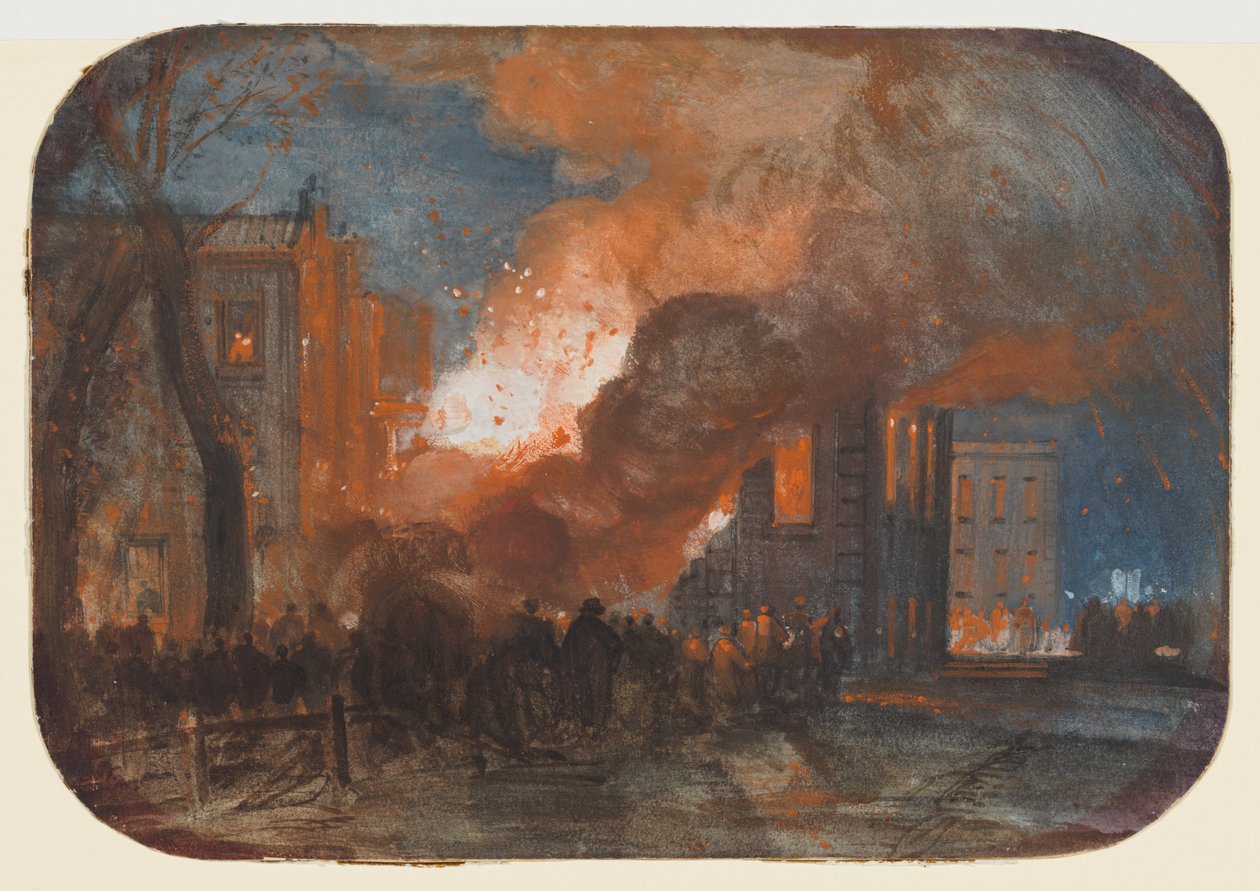 Brannen i Mansion House, Queen Square, Bristol av William James Muller
