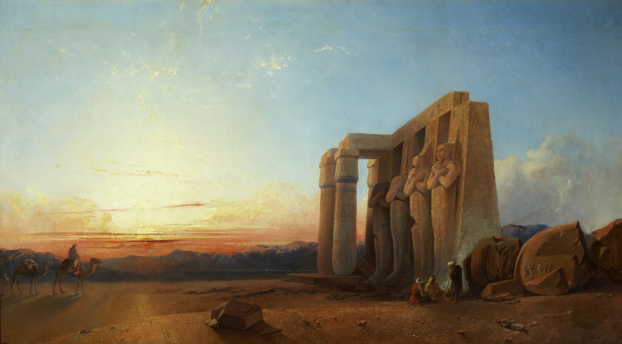 Ramesseum ved Theben, solnedgang av William James Muller