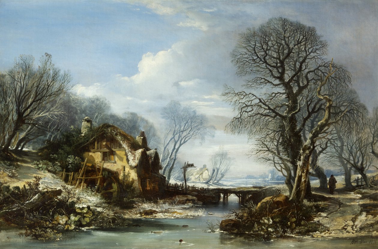Vinterscene, Porlock av William James Muller
