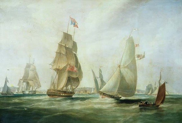 Yachts Racing off the Castle, Cowes (olje) av William John Huggins