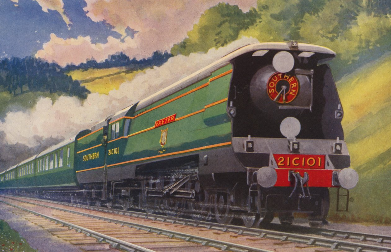 En Southern Railway Main Line Express (fargelitografi) av William John Patton McDowell