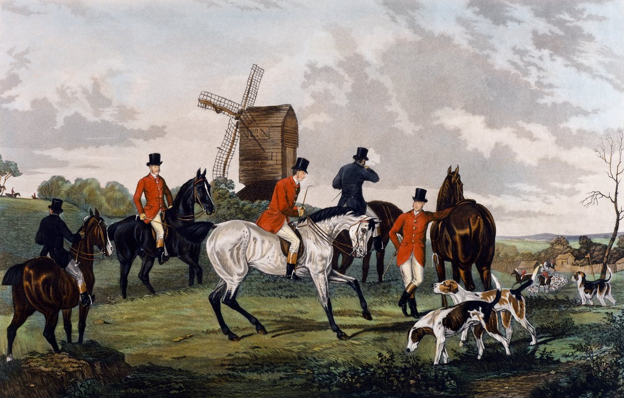 Møt, innstilling av på revejakt av William Joseph (after) Shayer