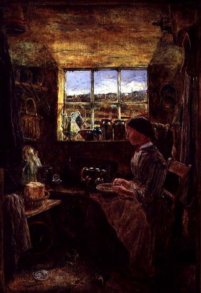 Skrelle poteter i et hyttekjøkken av William Joseph J.C. Bond