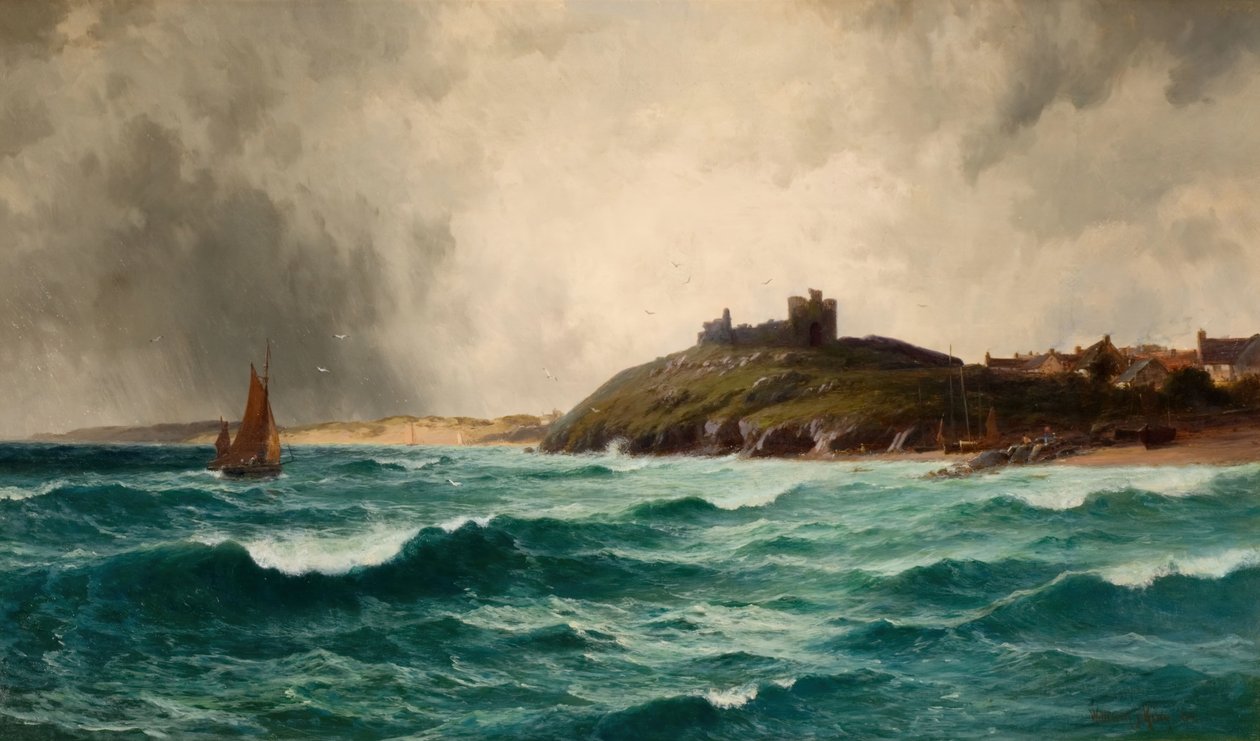 Kystscene med Criccieth Castle, 1892. av William Joseph King