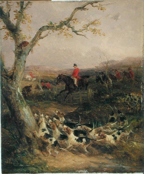 En sørlig vind og en overskyet himmel Proklamere det en jaktmorgen (olje om bord) (se 225061-225062) av William Joseph Shayer