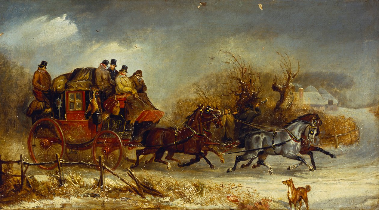 Trenerscene – Gjennom de fire årstidene: Vinter av William Joseph Shayer