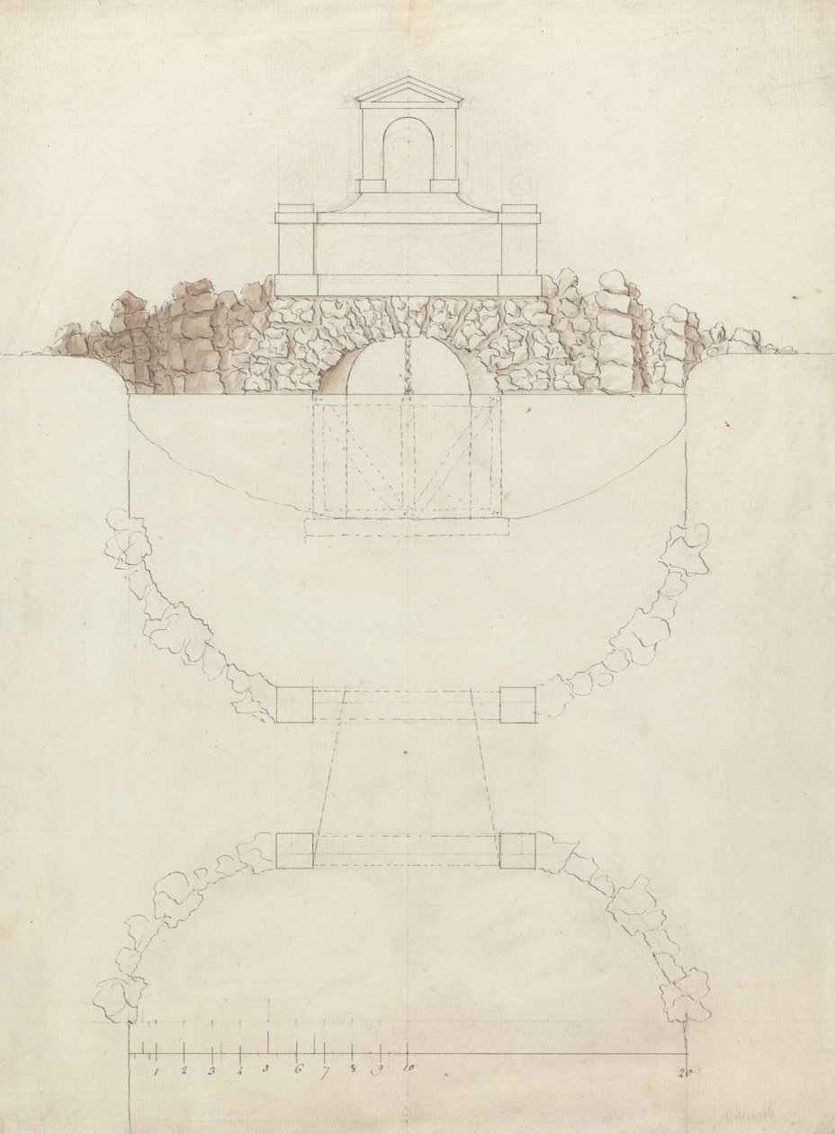 The Cascade at Chiswick House, Middlesex: Elevation and Plan av William Kent