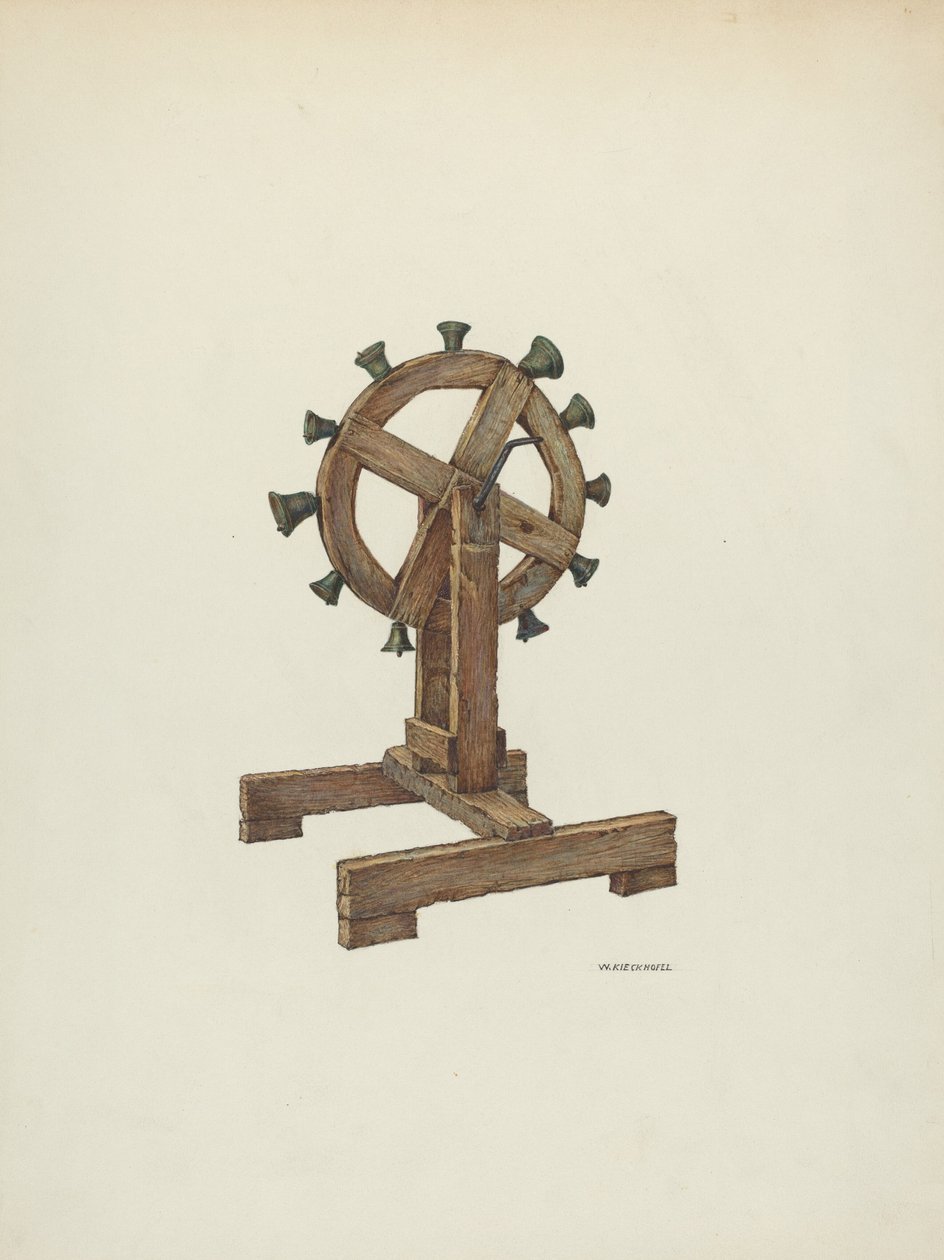 Alterklokke på hjul, ca. 1941. av William Kieckhofel