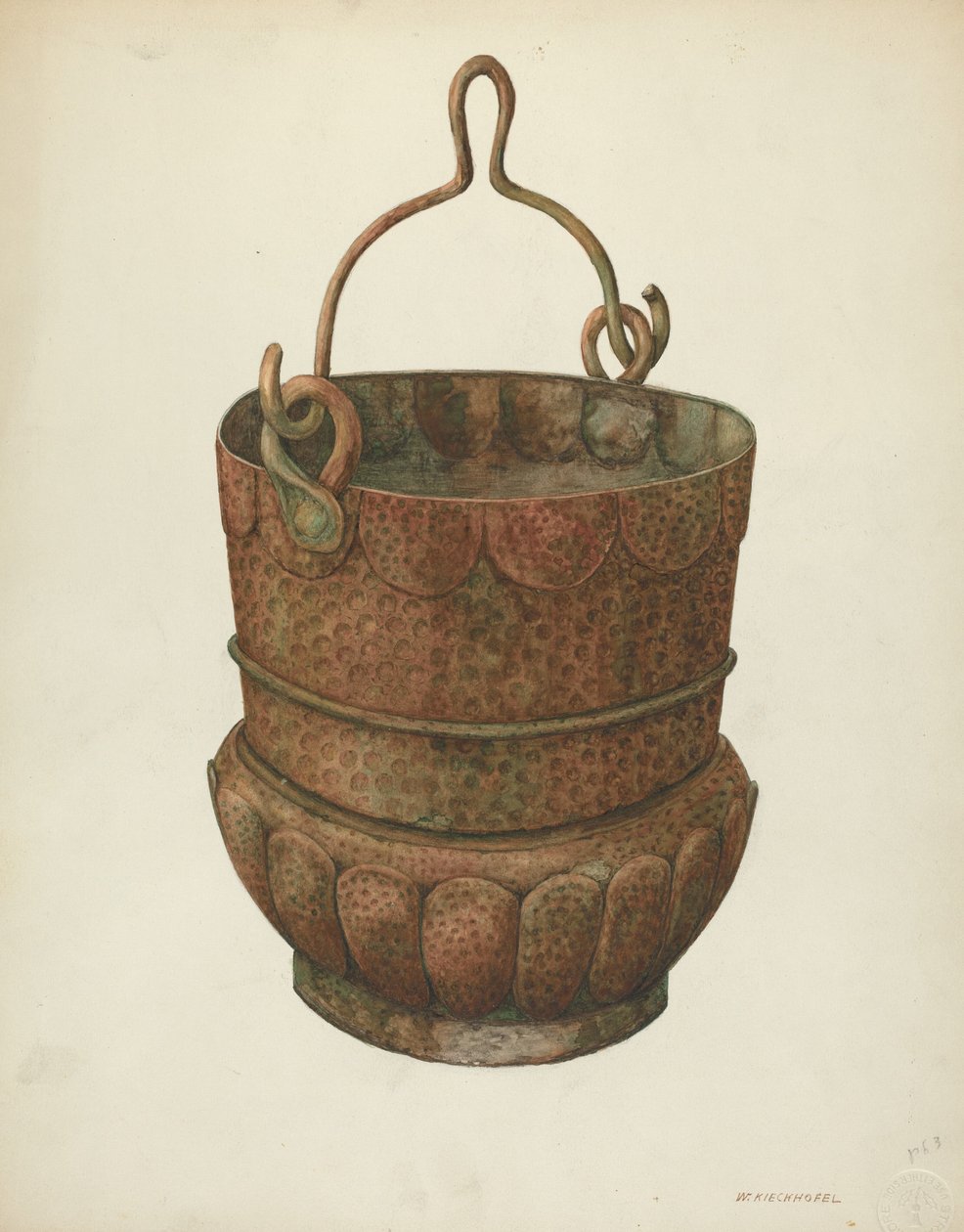 Hammer-kobber bøtte, 1938. av William Kieckhofel