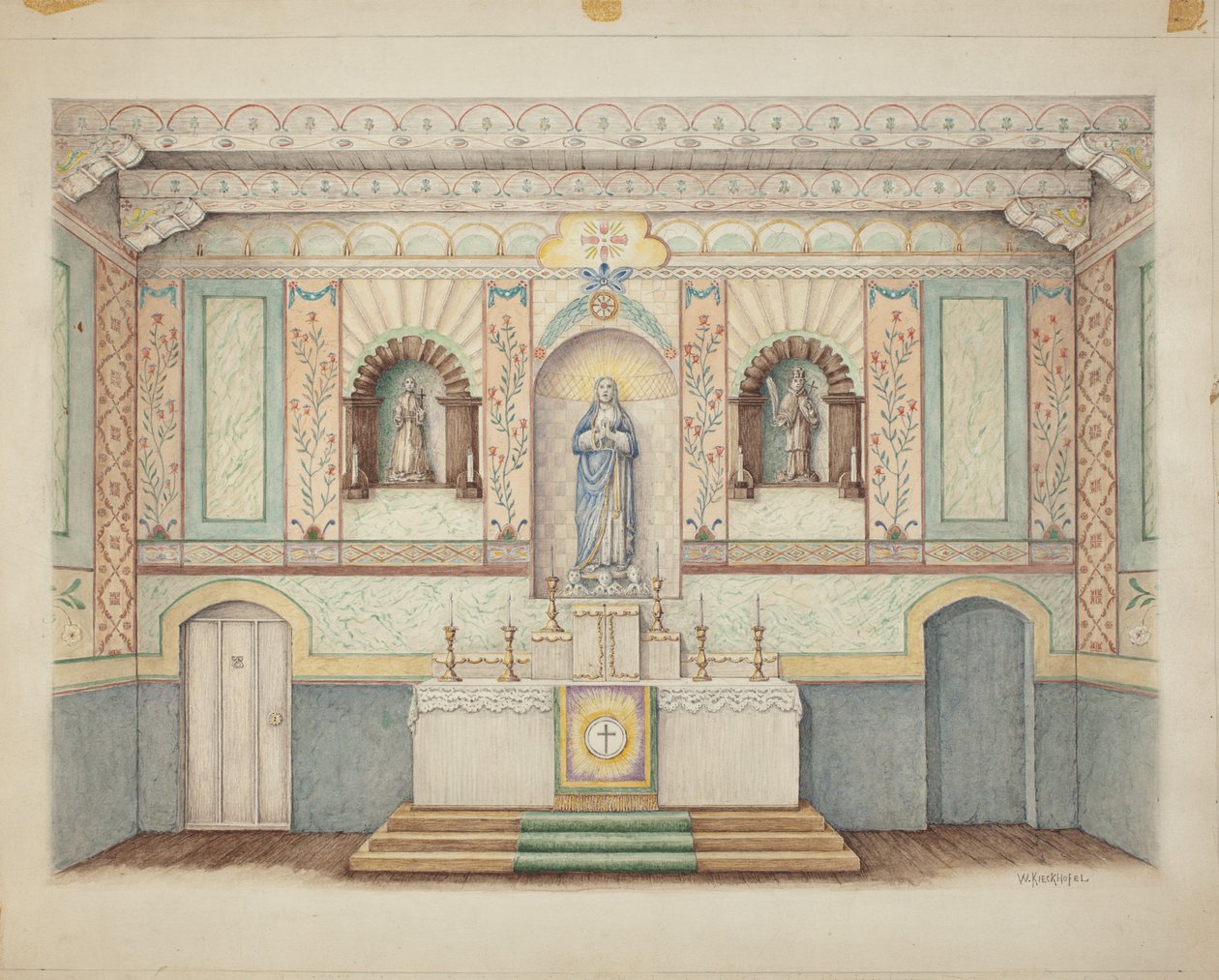 La Purisima Mission - Restaurert i 1941, ca. 1942. av William Kieckhofel