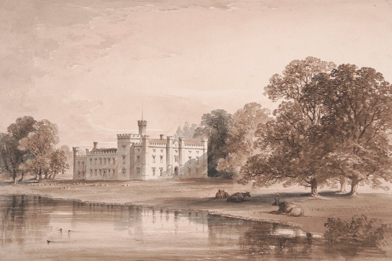 Chiddingstone Place, utsikt fra innsjøen av William Knight