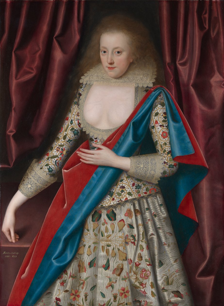 Portrett av en ung dame, muligens Jane, Lady Thornhaugh av William Larkin