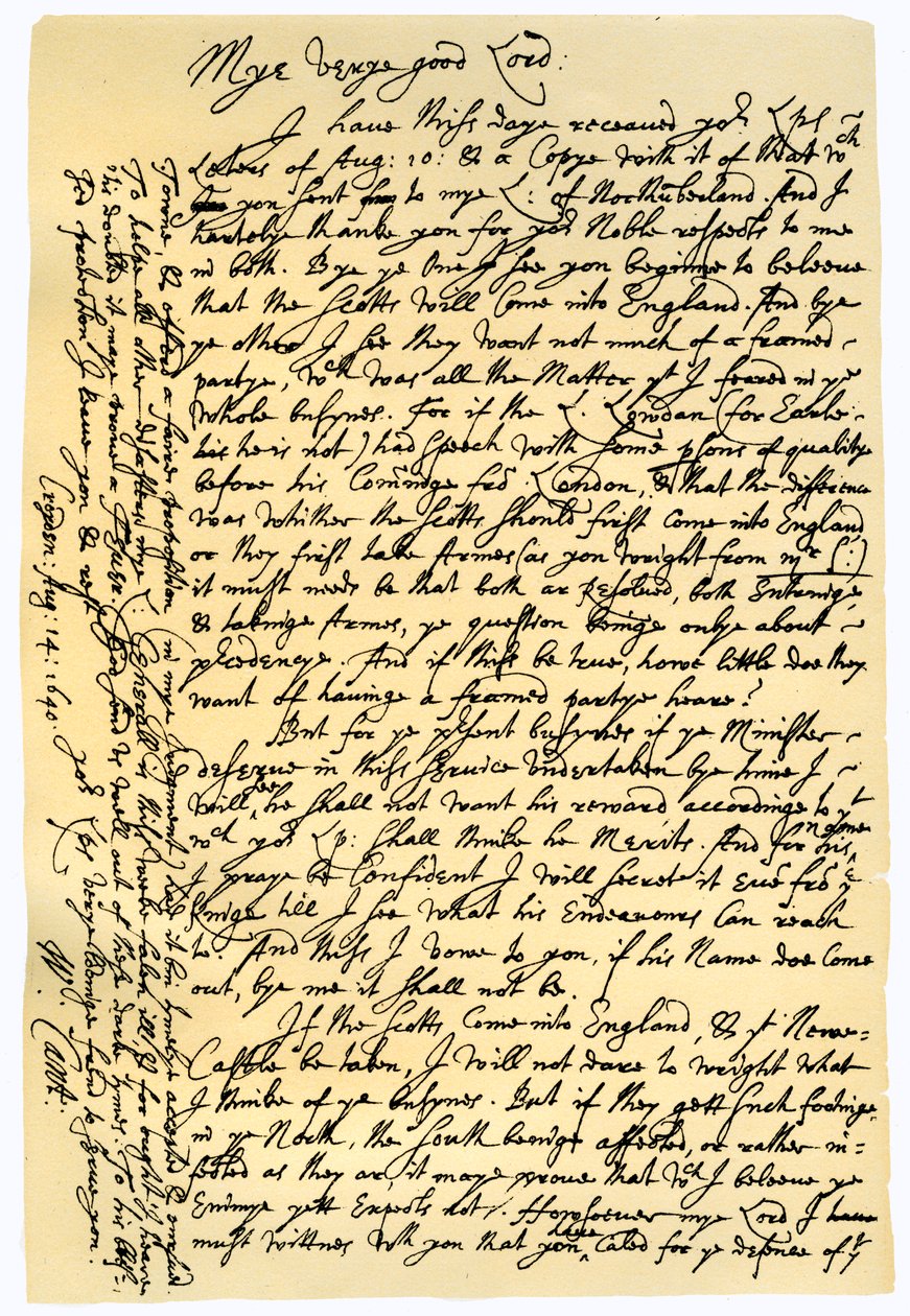 Brev fra William Laud, erkebiskop av Canterbury til Edward Conway, 14. august 1640. av William Laud