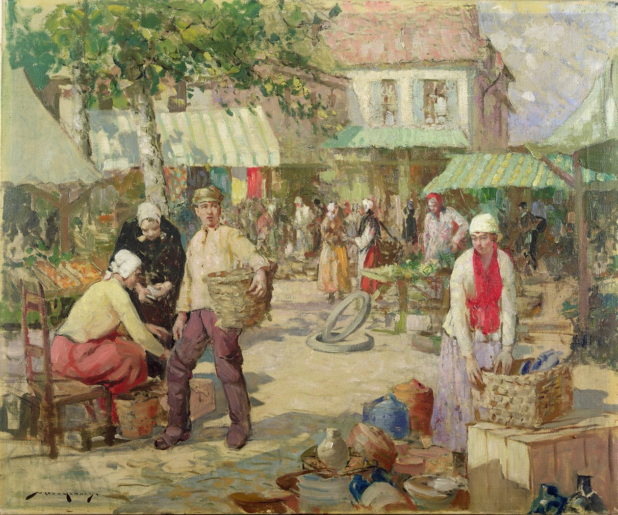 Et bretonsk marked (olje på lerret) av William Lee Hankey