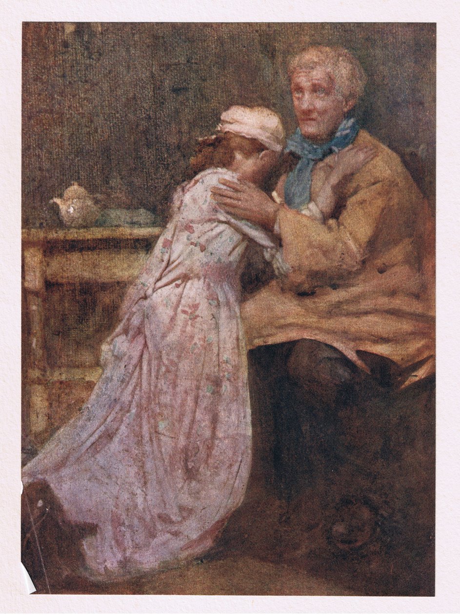Og forlot en elsker for farens armer (farge litho) av William Lee Hankey