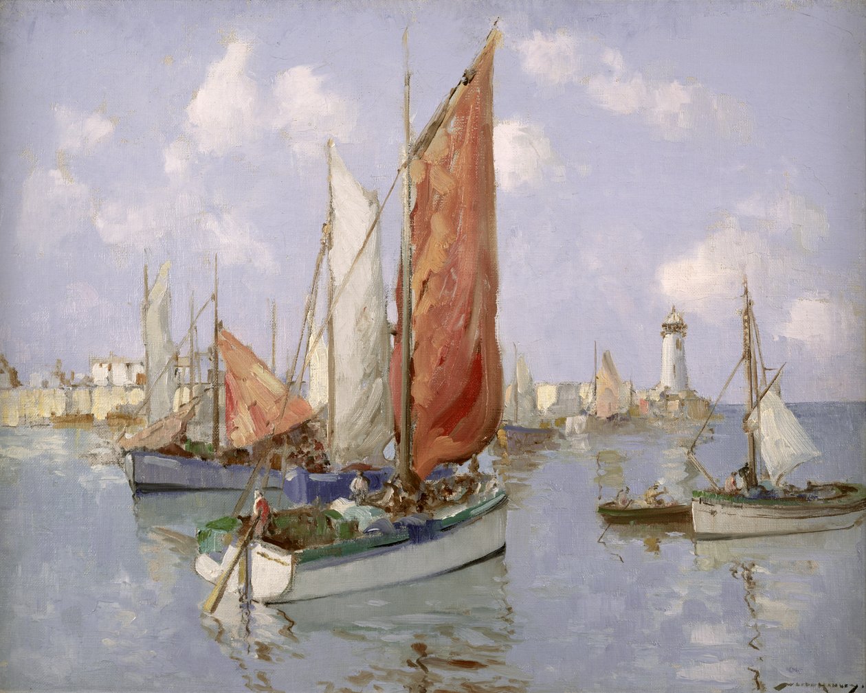 Fiskebåt, Chareute (olje på lerret) av William Lee Hankey