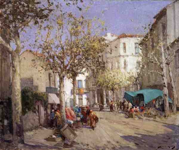Frejus-markedet, Sør-Frankrike (olje på lerret) av William Lee Hankey