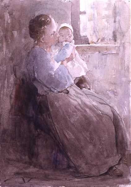 Julie og Louise (akvarell på papir) av William Lee Hankey