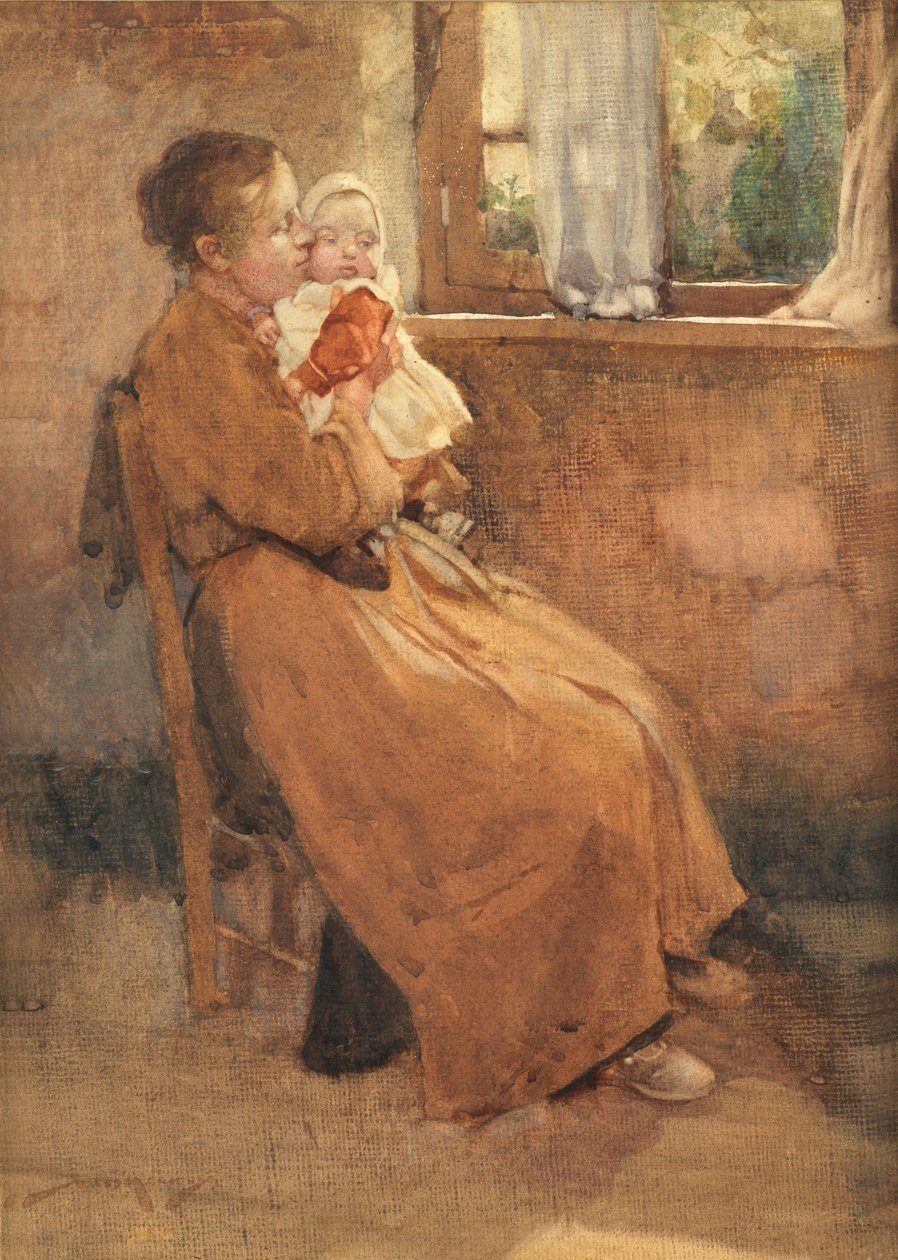Lys i hytta (akvarell på papir) av William Lee Hankey