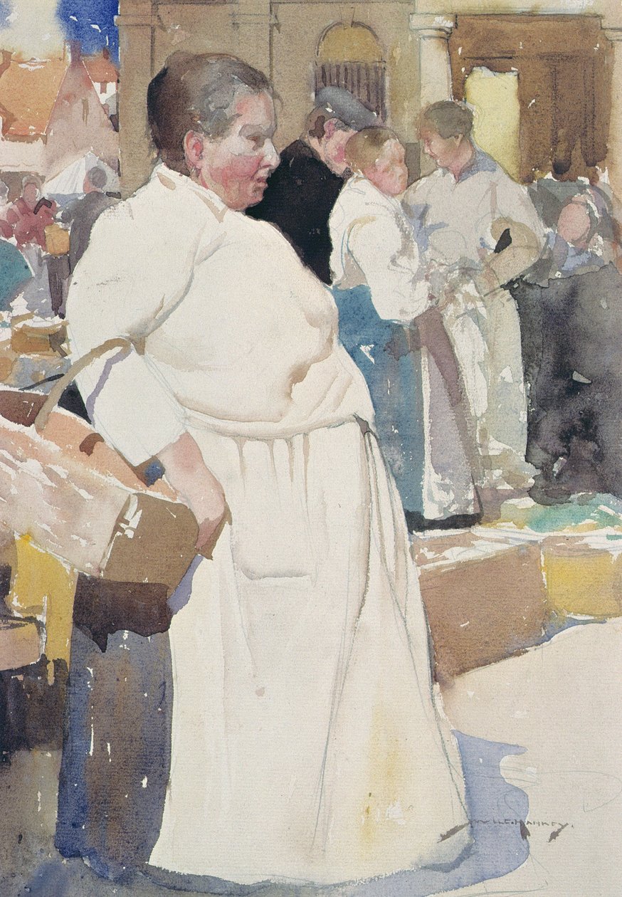 Madame la Menagere, Etaples (akvarell på papir) av William Lee Hankey