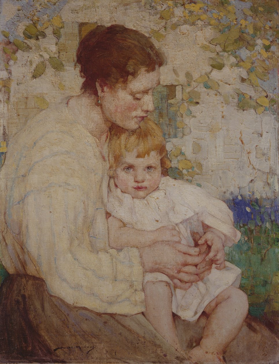 Mor og barn (olje på lerret) av William Lee Hankey