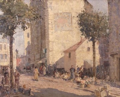 Keramikk og blomster, Dieppe av William Lee Hankey