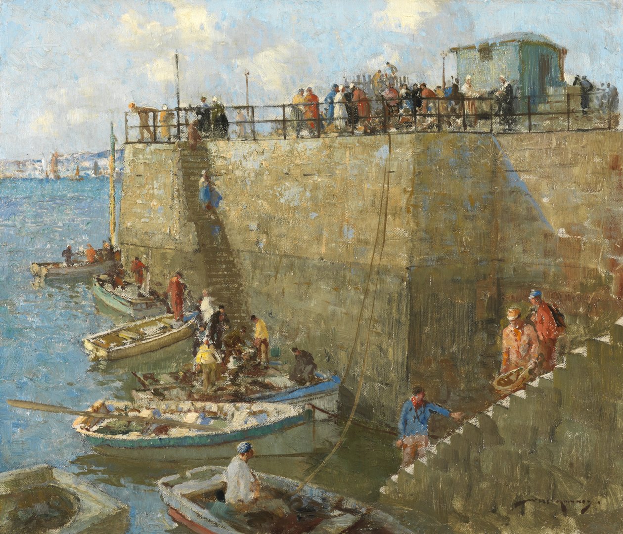 Small Craft, Concarneau (olje på lerret) av William Lee Hankey
