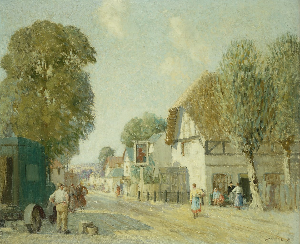 The Inn at Avebury (olje på lerret) av William Lee Hankey