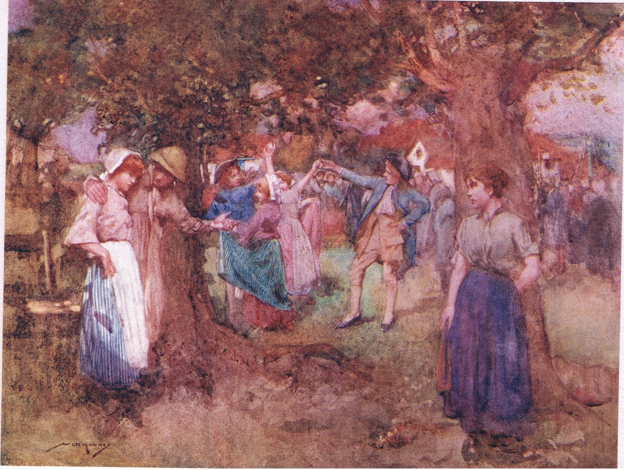 Danseparet, som rett og slett søkte berømmelse, ved å holde ut for å slite hverandre (farge litho) av William Lee Hankey