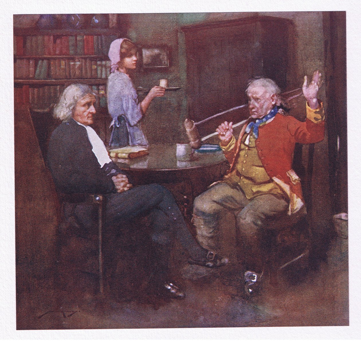 Gråt over hans sår, eller fortellinger om sorg gjort, skuldret hans krykke, og viste hvordan felt ble vunnet (farge litho) av William Lee Hankey