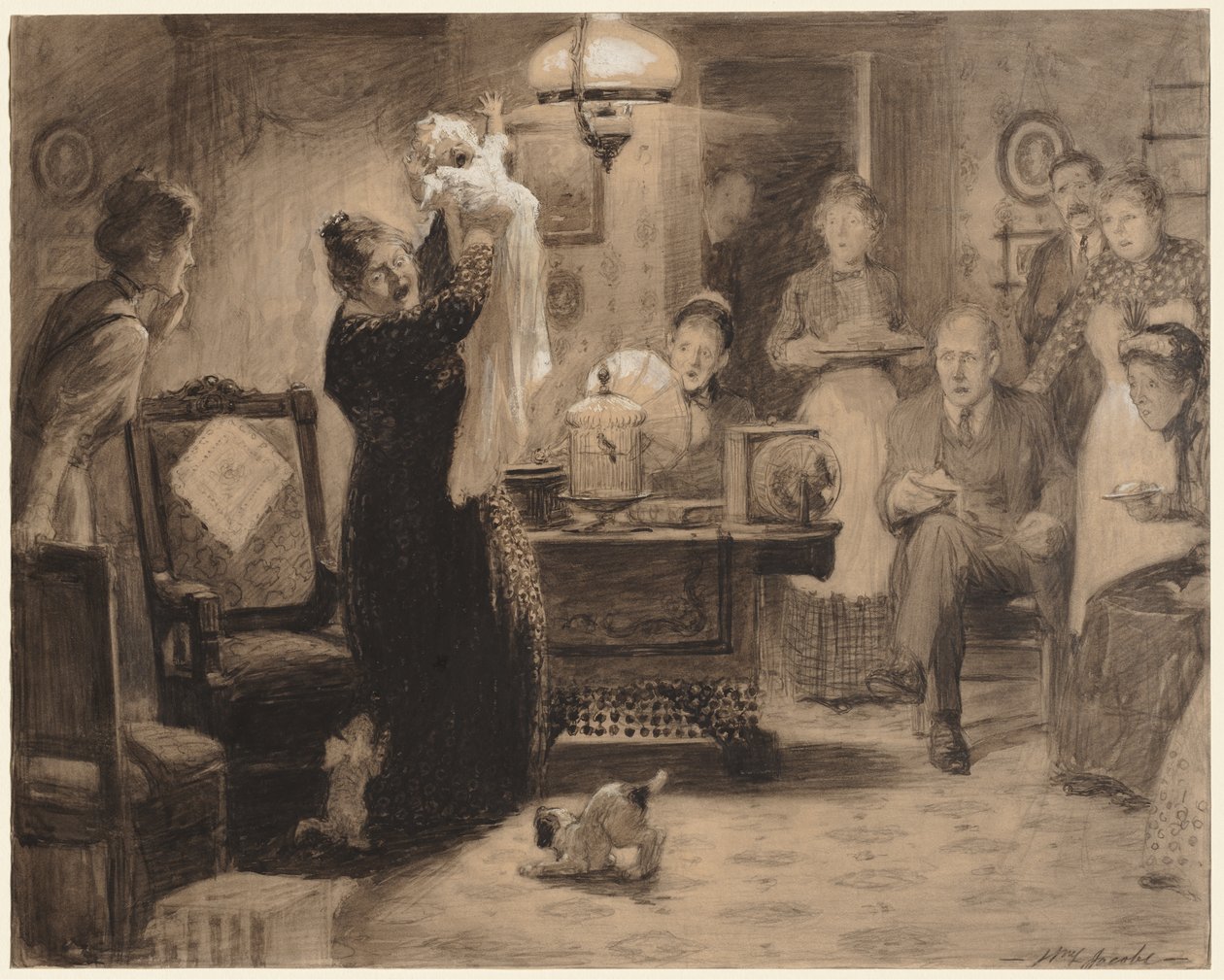 Skisse til illustrasjon "The Stationary Baby" av William Leroy Jacobs